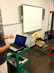 Communication board created with simple computer program. Runs on flash drive and provides speech output. 